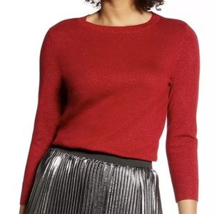 Halogen x Atlantic Pacific Red Metallic Sweater